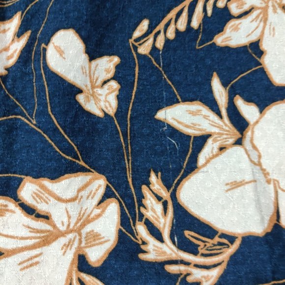 Splendid womens lined tunic ruffle cap sleeve mini dress Navy Blue Floral sz M - Picture 3 of 10